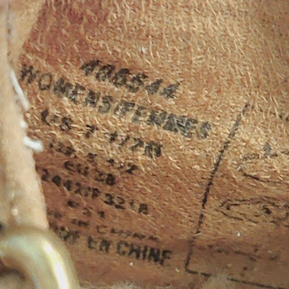 Lands End Tan Mary Jane Faux Sherpa Leather Suede Flats Size 7.5 - Picture 6 of 7